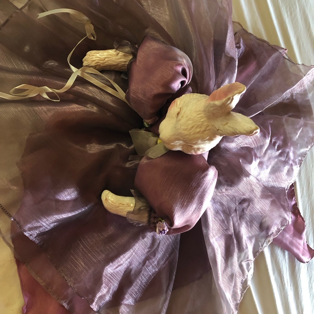 Victorian Rabbit Doll Ceramic Soft Body Satin Roses so like Katherine’s Collect